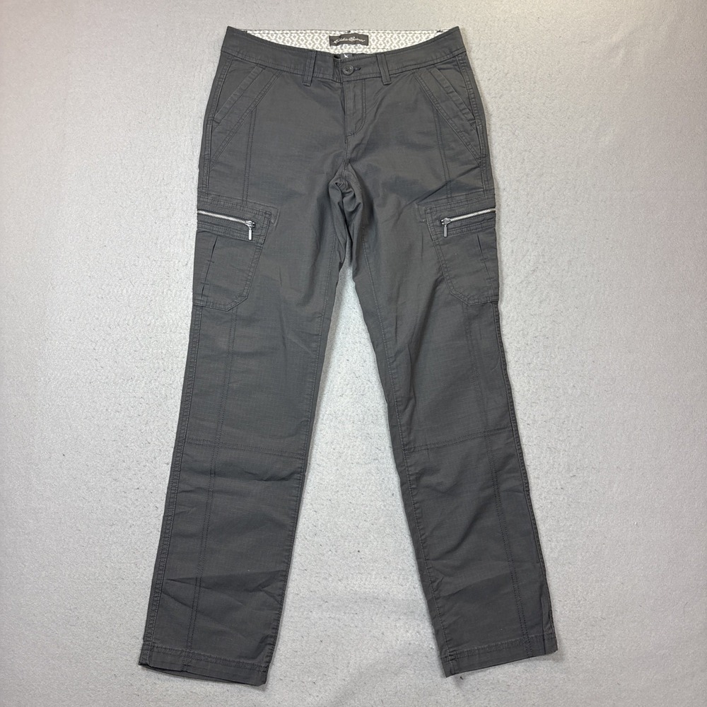 Eddie Bauer Cargo Pants Womens 4 Green EUC Utility Cargoโ Zipper Pockets